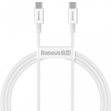 Cablu Date si Incarcare USB-C - USB-C Baseus Superior Series, 100W, 1m, Alb CATYS-B02