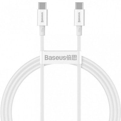 Cablu Date si Incarcare USB-C - USB-C Baseus Superior Series, 100W, 1m, Alb CATYS-B02 foto