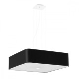 Candelabru Lokko Negru Țesătură/Sticlă/Oțel 5 Becuri Pătrate Minimalist De Interior