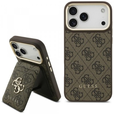 Husa MagSafe pentru Apple iPhone 17 Pro Max, Guess, Cardslot 4G, Maro foto
