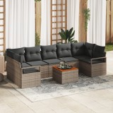 vidaXL Set Canapea Grădină Gri 8 pcs Gri Mare Ratan