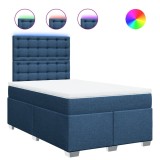 Cumpara ieftin Pat box spring cu saltea, albastru, 120x190 cm, material textil
