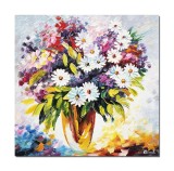 Cumpara ieftin Tablou pictat manual, Vaza cu margarete, 60x60cm ulei pe panza in cutit efect 3D, gata de expus pe perete
