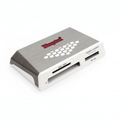 CARD READER extern KINGSTON interfata USB 3.0 citeste/scrie: SD microSD MS CF; plastic alb &amp;amp;amp;amp; gri &amp;amp;quot;FCR-HS4&amp;amp;quot; foto
