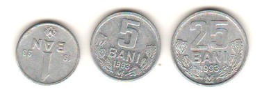 SV * Moldova 1 - 5 - 25 BANI 1993 * PRIMELE MONEDE MOLDOVENESTI POST URSS foto