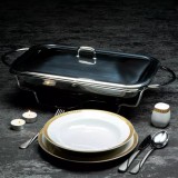 Vas termorezistent, cu incalzitor pentru mancare, chafing dish cu lumanare, 3L, capac inox, Kinghoff