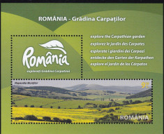 ROMANIA 2010 LP 1874 ROMANIA-GRADINA CARPATILOR COLITA DANTELATA MNH foto