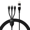 Cablu Incarcare USB-A / USB-C - Lightning / microUSB / USB-C Baseus Flash Series II 3in1 , 100W, 1.2m, Negru CASS030101, Apple