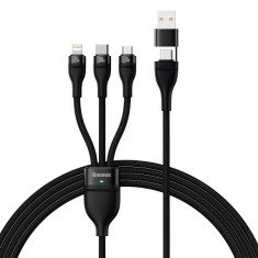 Cablu Incarcare USB-A / USB-C - Lightning / microUSB / USB-C Baseus Flash Series II 3in1 , 100W, 1.2m, Negru CASS030101