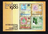 Singapore 1980 - Timbru pe timbru, expo Londra, bloc neuzat