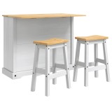 vidaXL Set insulă de bucătărie Corona 3 pcs Alb și Ceară de Miere 3425399