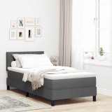 VidaXL Pat boxspring cu saltea Gri &icirc;nchis 90 x 200 cm țesătură