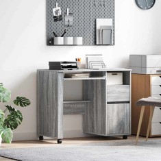 Birou cu Roți cu sertar Gri 91 x 50 x 77 cm Lemn compozit