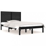 Cumpara ieftin Cadru de pat dublu, negru, 135x190 cm, lemn masiv