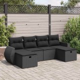 vidaXL Set mobilier de grădină cu perne, 6 piese, negru, poliratan 3325621