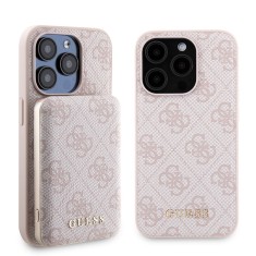 Husa iPhone 15 Pro Guess Hardcase Powerbank MagSafe, roz, GUBPM5P15L4GEMGP foto