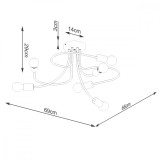 Candelabru Negru Din Oțel Cu 6 Becuri Neregulate De Interior Industrial