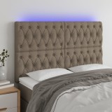 VidaXL Tăblie de pat cu LED, gri taupe, 160x7x118/128 cm, textil