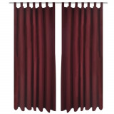 Draperii micro-satin cu bride, 140 x 245 cm, roșu bordo, 2 buc., vidaXL