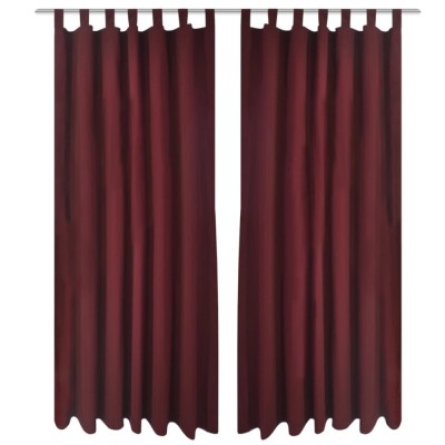 Draperii micro-satin cu bride, 140 x 245 cm, roșu bordo, 2 buc. 130364 foto