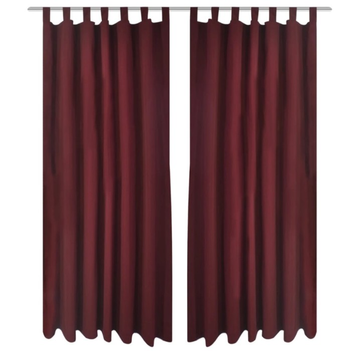 Draperii micro-satin cu bride, 140 x 245 cm, roșu bordo, 2 buc. 130364