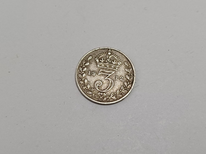 Anglia-Marea Britanie-3 Pence 1912-Argint