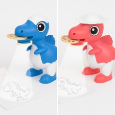 Proiector Educativ Dinozaur cu 32 de Imagini, 8 Carioci si Caiet pentru Desen