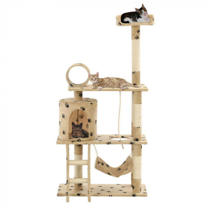 Ansamblu pisici, stalpi funie sisal,140 cm bej, imprimeu labute GartenMobel Dekor