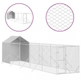 Cumpara ieftin Padoc exterior cu acoperis argintiu 2x10x2,5 m otel galvanizat