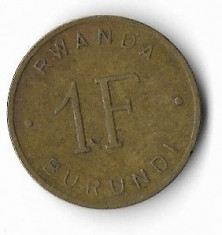 Moneda 1 franc 1961 - Rwanda-Burundi foto