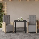 VidaXL Set bistro cu perne, 3 piese, bej, poliratan