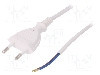 Cablu alimentare AC, 2m, 2 fire, culoare alb, cabluri, CEE 7/16 (C) mufa, PLASTROL - W-97137