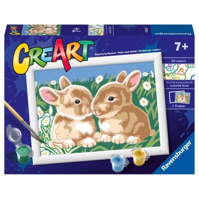 Ravensburger - CreArt pictura pe numere pentru copii iepurasi printre margarete foto