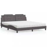 VidaXL Pat cu saltea, Zadar, gri, 180x200 cm, piele ecologică 3208883