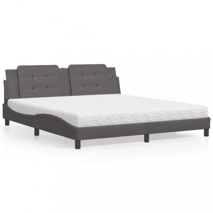 vidaXL Pat cu saltea, Zadar, gri, 180x200 cm, piele ecologică 3208883