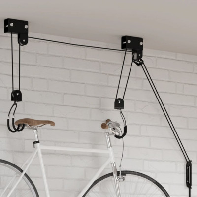 Palan pentru biciclete cu suport pe tavan, 57 kg foto
