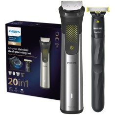 Set OneBlade &amp;amp; Aparat de tuns barba si parul 20 in 1 PHILIPS Multigroom All in One MG9553/15, tehnologie BeardSense si OneBlade, lame din otel cu