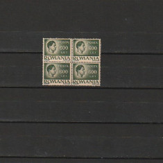 RO - 1945 LP 188 MIHAI I VAL 600 LEI BLOC DE 4 TIMBRE EROARE DANTELATURA DR. MNH