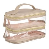 Portfard Bej cu 2 Compartimente Transparente, CMCLASS