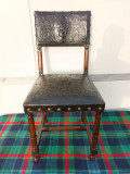 Set 4 scaune vechi din piele cca 1920, 1900 - 1949