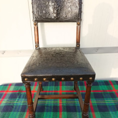 Set 4 scaune vechi din piele cca 1920