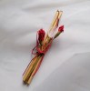 Marturii Nunta Bete Bambus & Flori Uscate Rosii, Set 25 Bucati, Accesorii Nunta