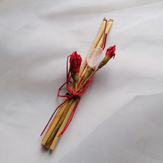 Marturii nunta - bete bambus si flori uscate (rosu)