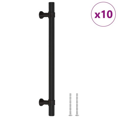 Manere de dulap, 10 buc., negru, 160 mm, otel inoxidabil foto