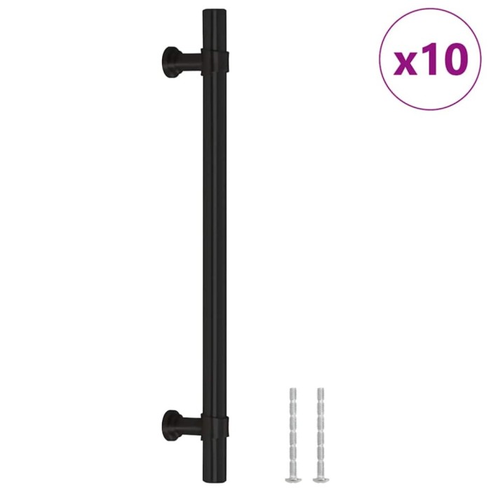 Manere de dulap, 10 buc., negru, 160 mm, otel inoxidabil