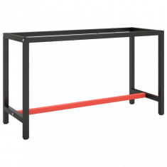 vidaXL Cadru banc de lucru, negru mat/roșu mat, 140x50x79 cm, metal