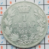 Serbia 1 Dinar - Petar I 1904 argint - km 25 - A033