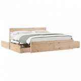 Cadru de pat cu sertare, 200x200 cm, lemn masiv pin GartenMobel Dekor, vidaXL