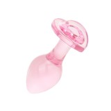 Dop Anal Sticla Easytoys Medium - 8.3 cm Roz, Baza Inima - Jucarie Sex Shop pentru Incepatori