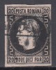 ROMANIA 1866/1867 LP 20 c CAROL FAVORITI 20 PARALE NEGRU/ROZ HARTIE SUBTIRE STAMPILAT